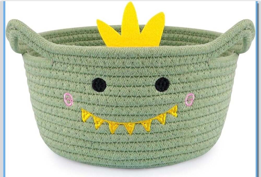 Hkojewp Small Dinosaur Cotton Rope Woven Storage Basket for Nursery and Toys